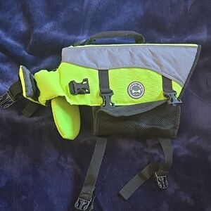 Neon Green and Gray Dog Life Jacket